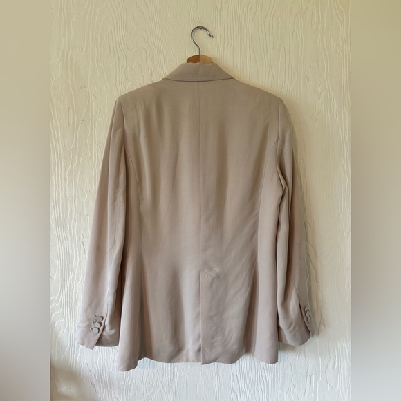 Zara Double Breasted Satin Effect Cream Tan Mink Blazer Suit Jacket Bridal - Picture 12 of 17